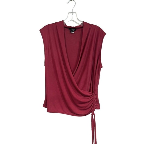 Moda International Wrap Top Red with Buttons On Side Size Medium Y2K 90s - Picture 2 of 6